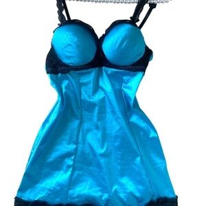 American Vintage y2k Blue and Black Chemise slip dress